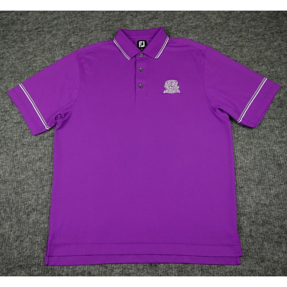 FootJoy Polo Shirt Mens Large Purple Golf‎ Club Logo Lightweight Stretch Golfer-